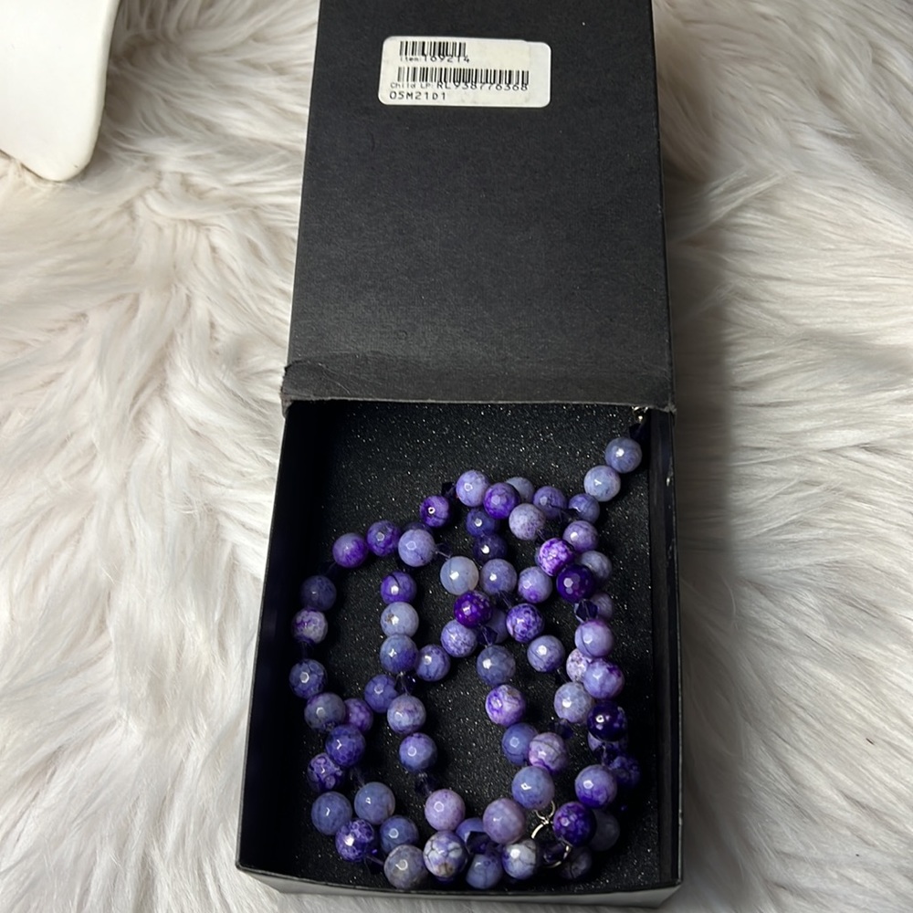 Purple Chalcedony Natural Stone and Sterling Silver Bead Necklace - Picture 11 of 12